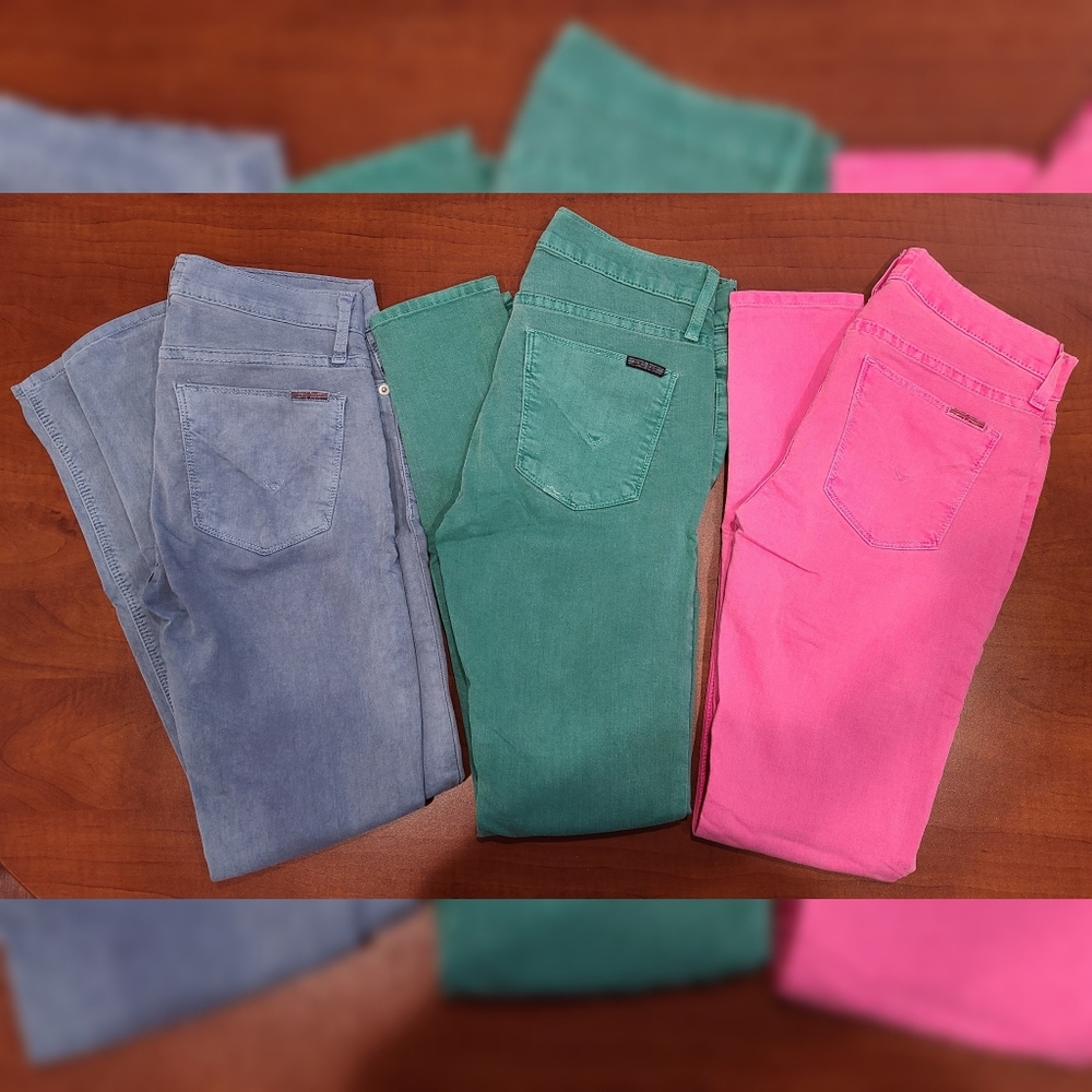 3 Auth Hudson jeans (Blue 25, Pink 25, Green 26)